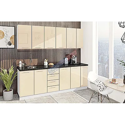 Модульна кухня Хай-тек 2,3 метра Крем-0