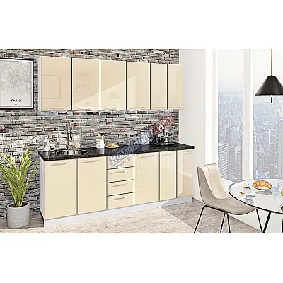 Модульна кухня Хай-тек 2.2 метра Крем-0