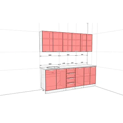 Модульна кухня Хай-тек 2.2 метра Крем-1