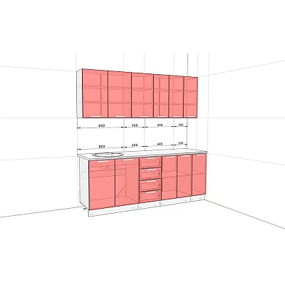 Модульна кухня Хай-тек 2.1 м Крем-1