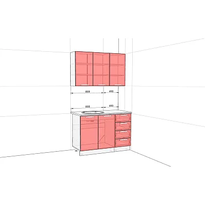 Модульна кухня Хай-тек 1,2 м Медовий-1