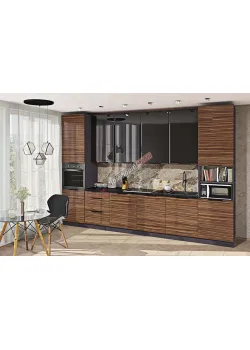 Модульная кухня Комфорт Хай-тек текстурированный 3,6 м Зебрано светлое, Асфальт