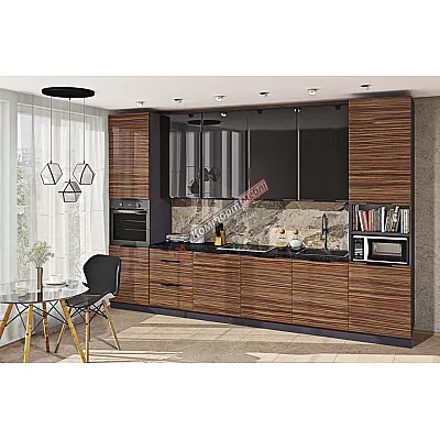 Модульна кухня Хай-тек текстурований 3,6 м Зебрано світле, Асфальт-0