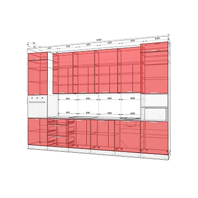 Модульна кухня Хай-тек текстурований 3,6 м Зебрано світле, Асфальт-1