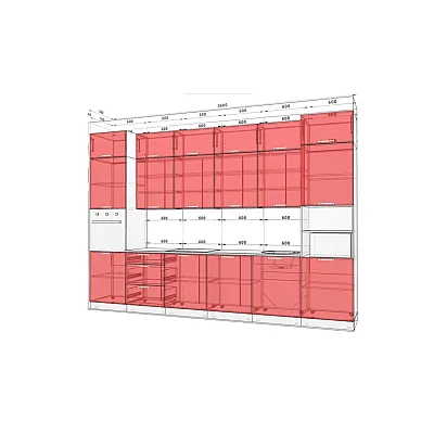 Модульна кухня Хай-тек текстурований 3,6 метра Асфальт, Зебрано світле-1