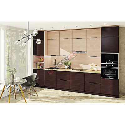 Модульна кухня Хай-тек текстурований 3,6м Дуб венге, Дуб молочний-0