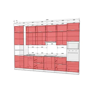 Модульна кухня Хай-тек текстурований 3,6м Дуб венге, Дуб молочний-1