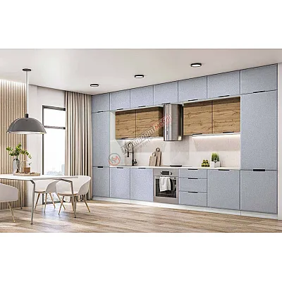 Модульна кухня Хай-тек текстурований 4200мм Дуб золотий, Металік-0