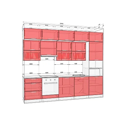 Модульна кухня Хай-тек текстурований 3000мм Дуб альпійський, Крем-1
