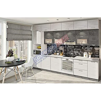 Модульна кухня Хай-тек текстурований 3.4м Дуб білений, Мармур бетон сірий-0