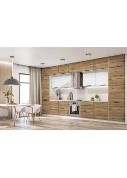 Модульная кухня Комфорт Хай-тек текстурированный 4200мм Белый, Дуб золотой