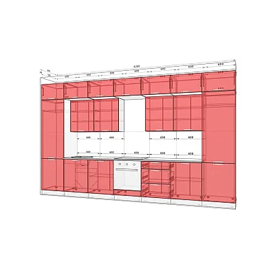 Модульна кухня Хай-тек текстурований 4200мм Білий, Дуб золотий-1