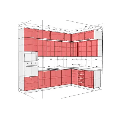 Модульна кухня Хай-тек софт-тач супермат 3 х 1.9м кутова Білий, Капучіно-1