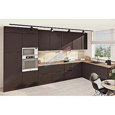 Модульна кухня Хай-тек софт-тач супермат 4х2.2м кутова Смокі-0