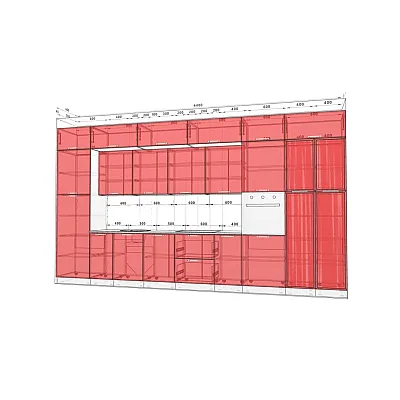 Модульна кухня Хай-тек софт-тач супермат 4,4м з островом Білого кольору, Смокі-1