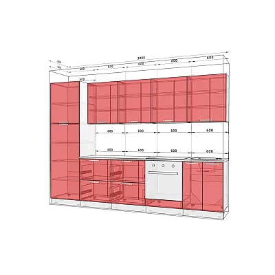 Модульна кухня Хай-тек софт-тач супермат 360см Бузок-1