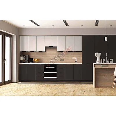 Модульна кухня Хай-тек софт-тач супермат 4.8м Білий, Смокі-0