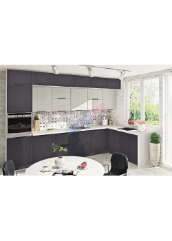 Модульная кухня Комфорт Хай-тек софт-тач супермат 3.6х1.95м угловая Грифель, Пломбир