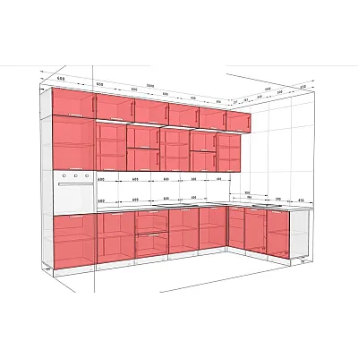 Модульна кухня Хай-тек софт-тач супермат 3.6х1.95м кутова Грифель, Пломбір-1