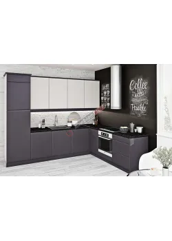 Модульная кухня Комфорт Хай-тек софт-тач супермат 3 х 2,2 метра угловая Белый, Графит