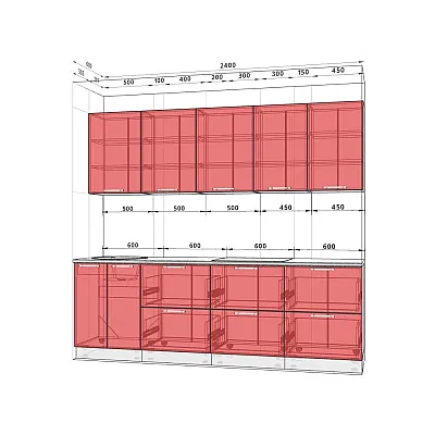 Модульна кухня Хай-тек софт-тач супермат 2,4м Графіт-1