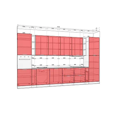 Модульна кухня Хай-тек софт-тач супермат 4 метра Пломбір-1