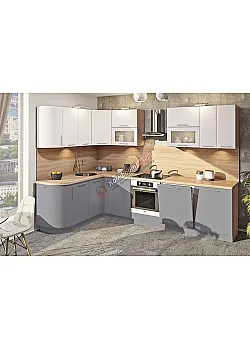 Модульная кухня Комфорт Хай-тек софт-тач супермат 3 х 1,7м угловая Белый, Пепельный