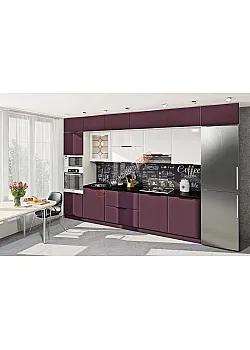 Модульная кухня Комфорт Хай-тек софт-тач супермат 3600мм Белый, Бордо