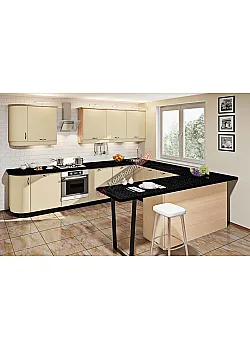 Модульная кухня Комфорт Хай-тек софт-тач супермат 3300 х 2800мм П-образная Крем