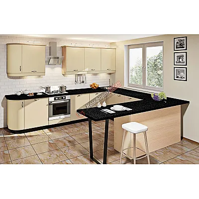 Модульна кухня Хай-тек софт-тач супермат 3300 х 2800мм П-подібна Крем-0