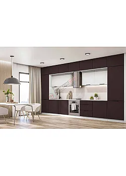 Модульная кухня Комфорт Хай-тек софт-тач супермат 4.2 метра Белый, Бордо