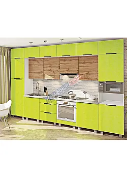 Модульная кухня Комфорт Хай-тек софт-тач супермат 3,6 метра Дуб золотой, Лайм