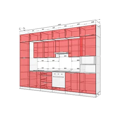 Модульна кухня Хай-тек софт-тач супермат 3,6 метра Дуб золотий, Лайм-1