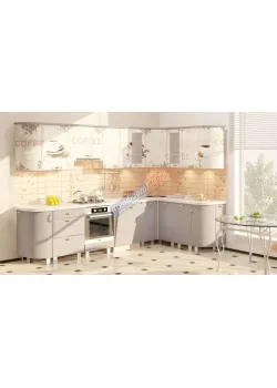 Модульная кухня Комфорт Хай-тек с цветной печатью 3,1х1,7м угловая Металлик