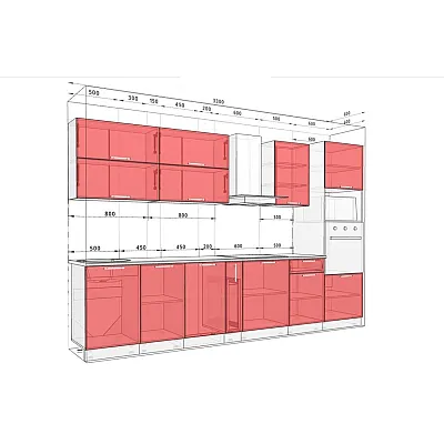 Модульна кухня Хай-тек з кольоровим друком 3,3м Лайм-1