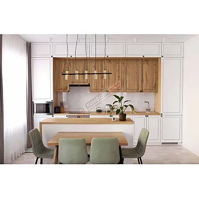 Модульна кухня Діамант 3.6м з кухонним островом Білий, Дуб золотий Модульна кухня Діамант 3.6м з кухонним островом Білий, Дуб золотий-0