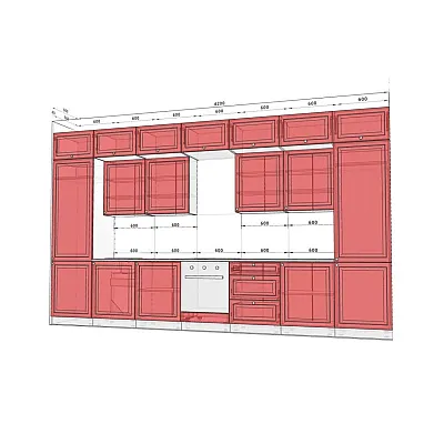 Модульна кухня Діамант 4,2м Білого кольору Модульна кухня Діамант 4,2м Білого кольору-1