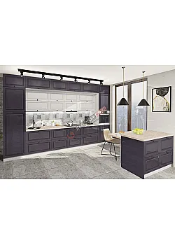 Модульна кухня Діамант 4м з кухонним островом Білий, Графіт