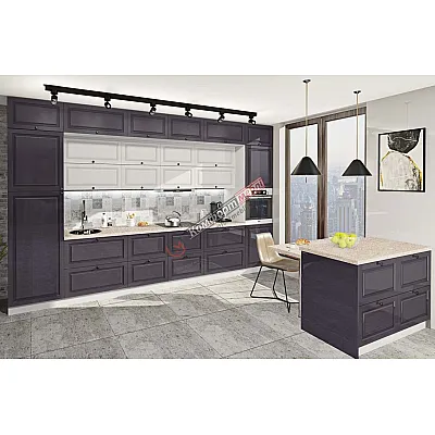 Модульна кухня Діамант 4м з кухонним островом Білий, Графіт Модульна кухня Діамант 4м з кухонним островом Білий, Графіт-0