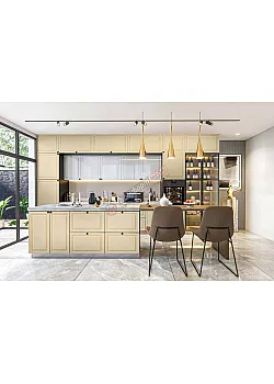 Модульна кухня Діамант 4.4м з островом Білий, Крем