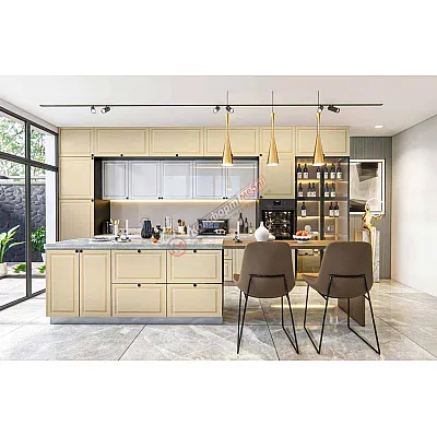 Модульна кухня Діамант 4.4м з островом Білий, Крем Модульна кухня Діамант 4.4м з островом Білий, Крем-0