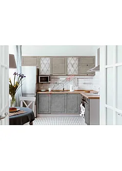 Модульна кухня Діамант 2.8х2м Мармур бетон бежевий, Мармур бетон сірий