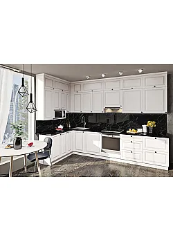 Модульна кухня Діамант 3,4 х 1,6 метра кутова Білого кольору