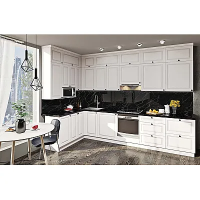 Модульна кухня Діамант 3,4 х 1,6 метра кутова Білого кольору-0