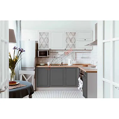 Модульна кухня Діамант 2.8 х 2 метра кутова Білий, Графіт-0