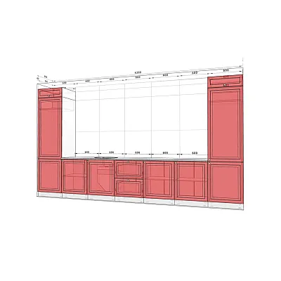 Модульная кухня Диамант 4200мм Лате-1