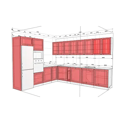Модульная кухня Диамант 3200 х 2850мм угловая Сахара-1