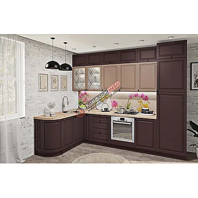 Модульная кухня Диамант 310 х 170см угловая Лате, Смоки-0