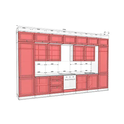 Модульная кухня Диамант 420см Белый-1