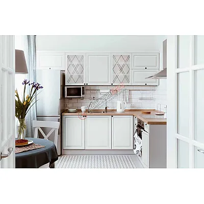 Модульная кухня Диамант 2,8 х 2 метра угловая Белого цвета-0